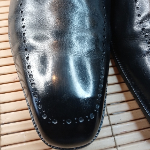 Domani Shoes By Johnston & Murphy Monk Strap Buckle Black Brogue Hand Made Itali - Picture 4 of 11